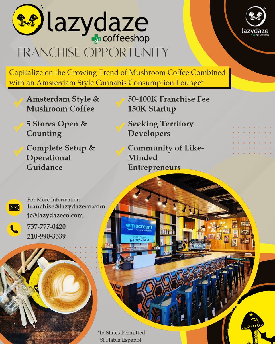 Grow with us!!!
#franchise Join the team 
lazydazefranchise.com
