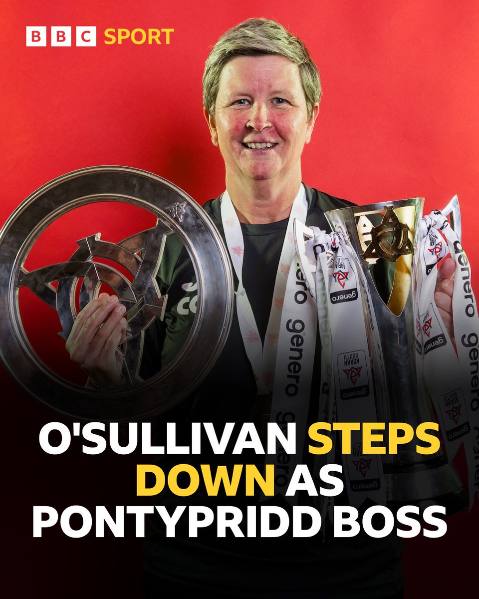 BBC Sport Wales (@bbcsportwales) on Twitter photo .<a href="/PontyUnitedW/">Pontypridd United Women</a> manager Claire O'Sullivan has stepped down as manager after leading the club back to the Adran Premier ⚽
#BBCFootball .<a href="/PontyUnitedW/">Pontypridd United Women</a> manager Claire O'Sullivan has stepped down as manager after leading the club back to the Adran Premier ⚽
#BBCFootball