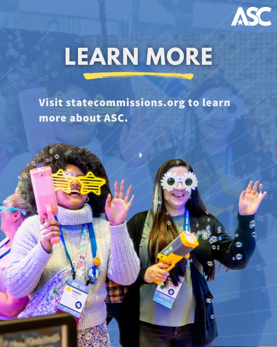 Who is ASC?

👥We’re a nonprofit, nonpartisan membership association.
📢We advocate for federal &amp; state policies that benefit service.
🧑‍🏫We provide training &amp; technical assistance to our members.
🤝We partner w/ philanthropic organizations.

Learn more: statecommissions.org