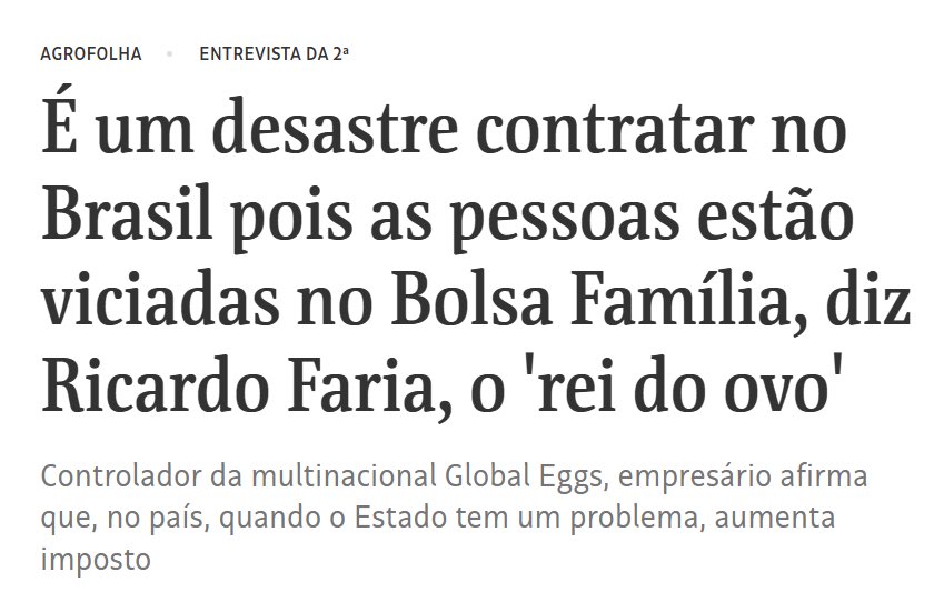 O dono de uma multinacional não consegue oferecer condições de trabalho e renda que pareiem um benefício de r$ 600,00.