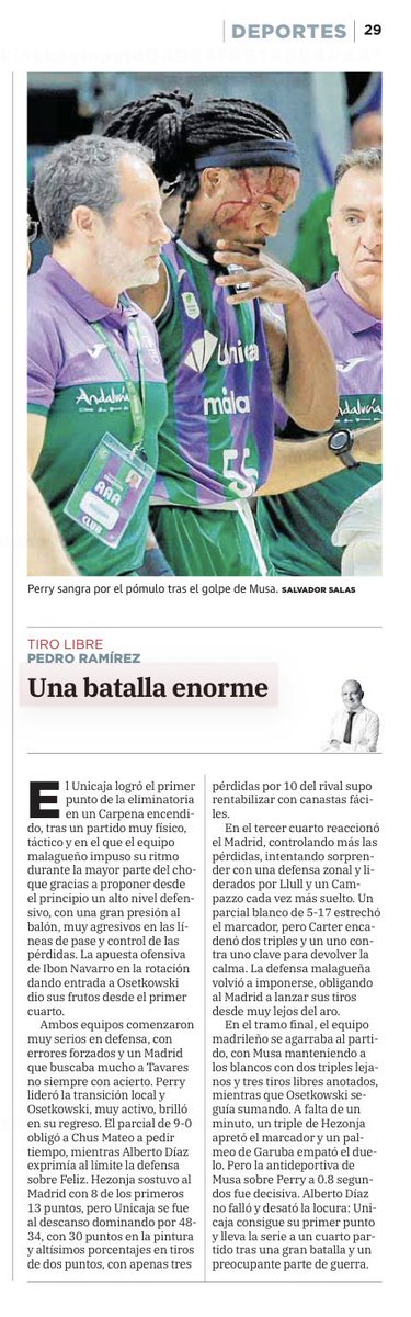 El <a href="/unicajaCB/">UnicajaCB</a> logró su primer punto de la eliminatoria en un partido muy físico y táctico, imprimiendo un alto ritmo al juego a través de su defensa, con una acertada apuesta ofensiva por Osetkowski y control de las pérdidas. Si te apetece, hoy en <a href="/SURDeporte/">SUR Deporte</a> UNA BATALLA ENORME