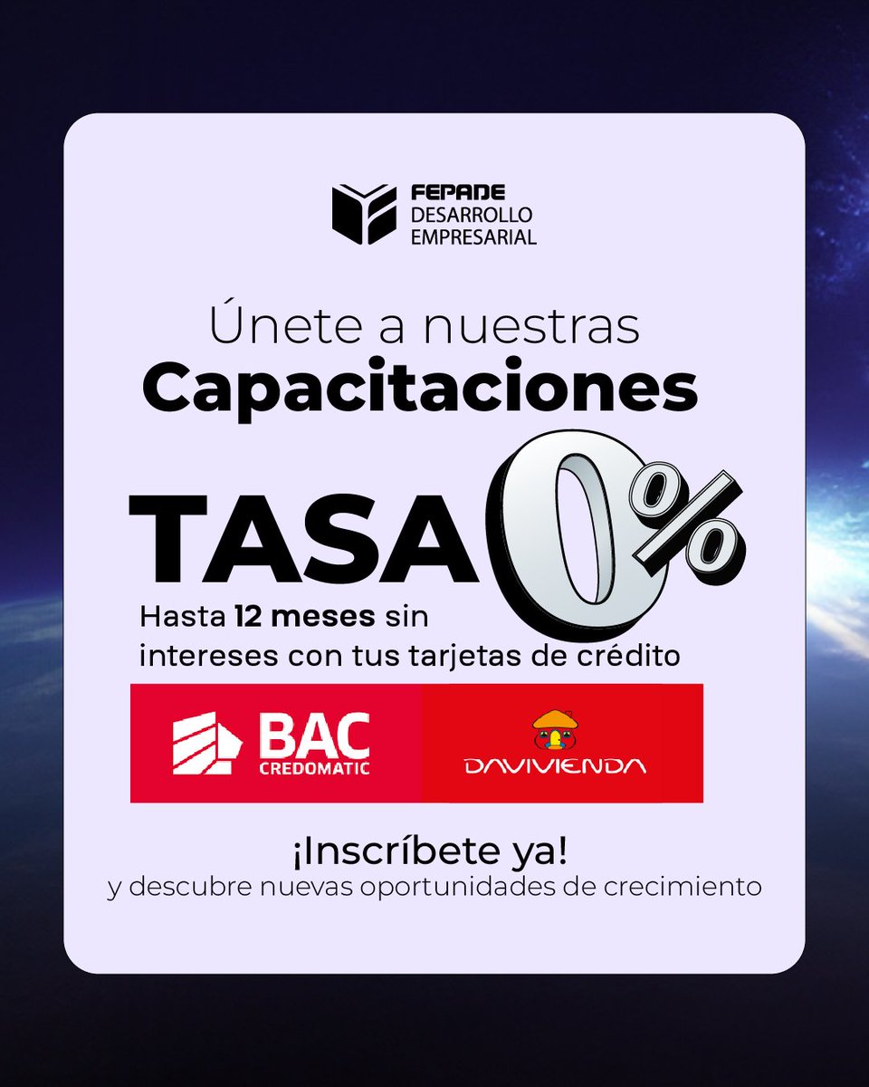 ¡Extendimos las promociones solo para ti! 🚀

🔗 capacitaciones-fepade.com
📩 ventas@fepade.edu.sv / kperez@fepade.edu.sv
📲 7680-7957 / 7680-2579