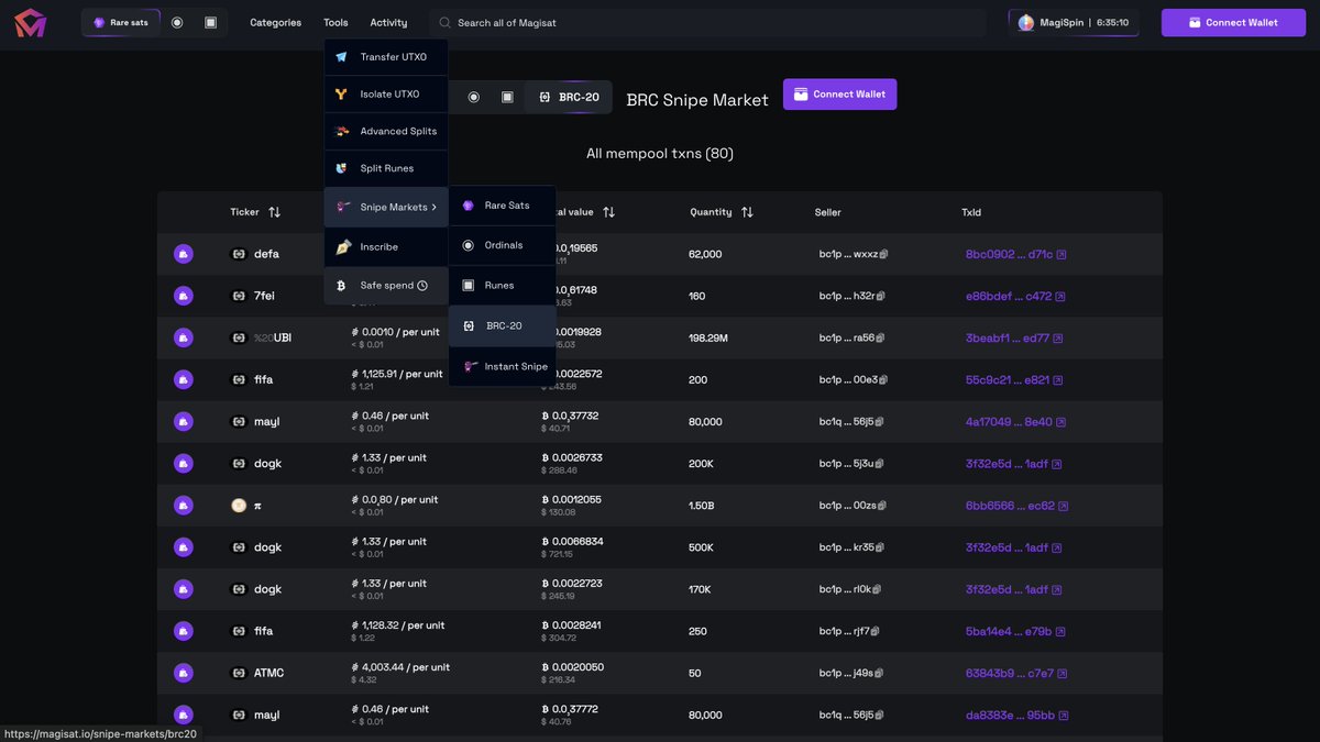 Snipe with ease on magisat.io
The best, cheapest prices are in the mempool! 🫡

Good luck!