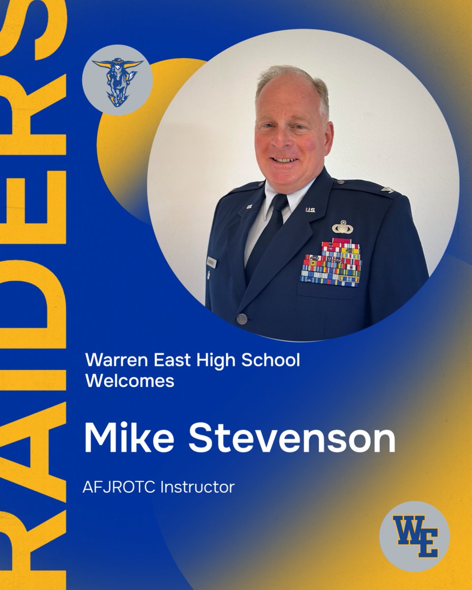Join us in welcoming the newest member to the WEHS family- Colonel Mike Stevenson! He will be joining Chief Bruno manning the cadets of the WEHS AFJROTC!