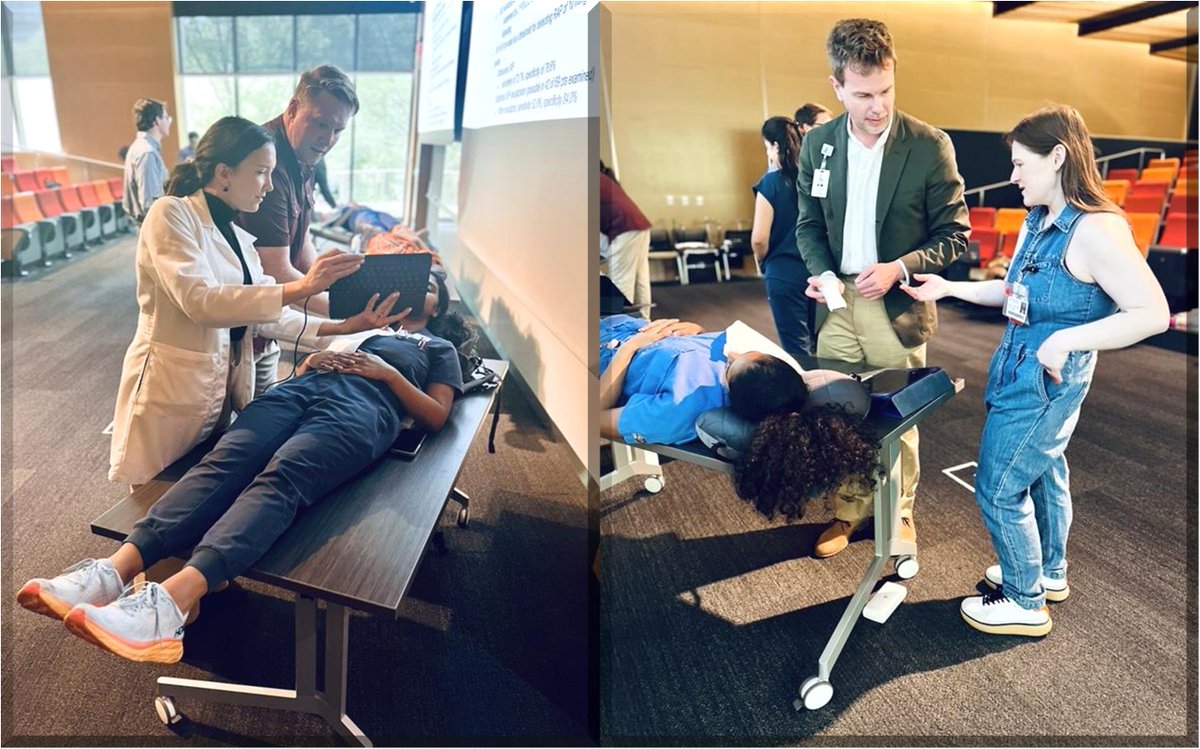 DellMedIntMed's tweet image. On June 10th, the Hospital Medicine Division had the opportunity to experience a hands-on POCUS (Point of Care Ultrasound) demo led by Dr. Jessica Chambers @jychambers and Dr. Rebecca Nekolaichuk @rneekoo.
The session gave valuable insights into bedside diagnostic techniques!
