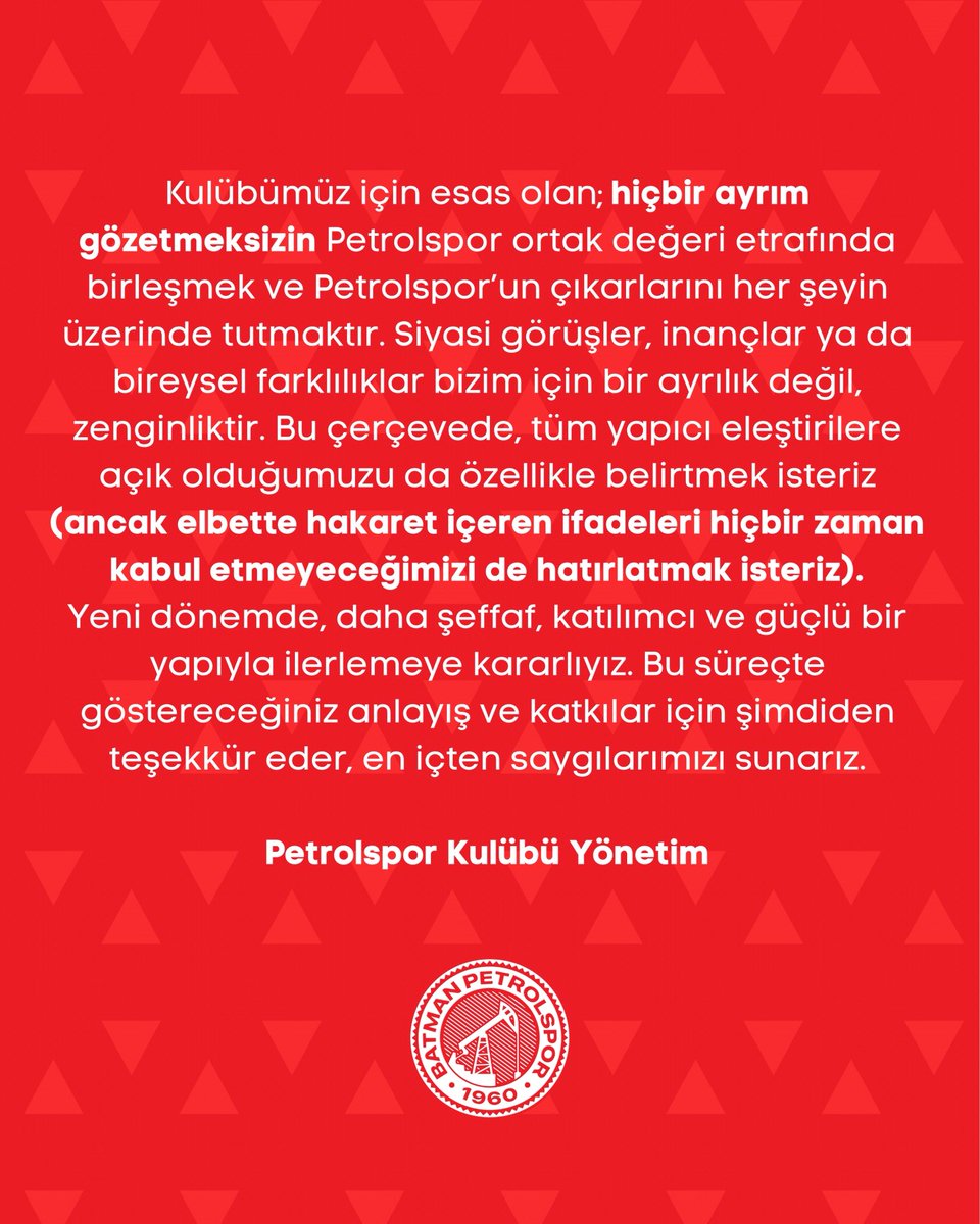 Değerli Basın Mensuplarımızın Dikkatine,

Petrolspor Kulübü olarak yeni bir yapılanma sürecine girmiş bulunmaktayız. Bu süreçte siz kıymetli basın mensuplarının desteği bizler için her zamankinden daha değerli ve anlamlıdır.

Geçmişte yaşanan bazı talihsiz gelişmeler, zaman zaman