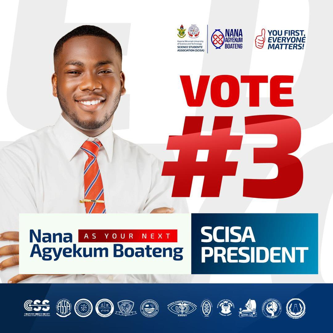 unitimesghana's tweet photo. Nana Agyekum Boateng has been elected President of the Science Students' Association of KNUST (SCISA-KNUST) for the 2025/2026 academic year.

#SCISADecides https://t.co/Gpw2uiCCAO