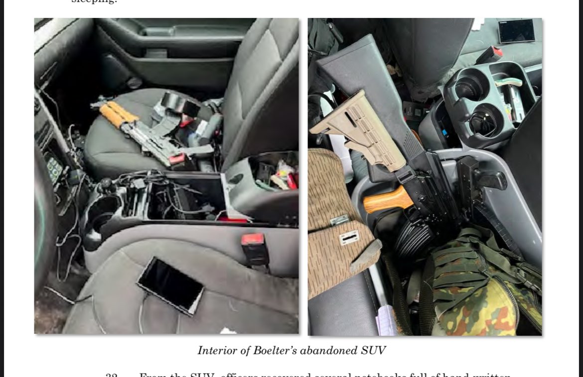 AJInvestigates's tweet image. Ak’s and handgun inside car registered to #VanceBoelter and his wife recovered at murder scene outside Rep Hortman’s home. @kare11