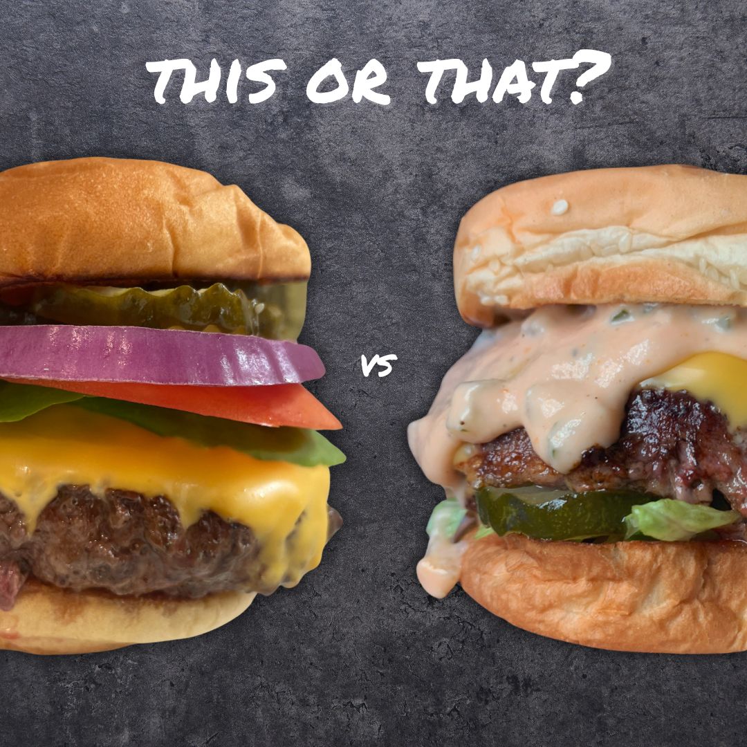 It's Burger Battle time 👊🍔

Do you like to keep your toppings simple, or do you go all in on the saucy, messy goodness?

Both Burgers are individually delicious, but which is calling your name? 🤔

#schweidandsons #theverybestburger #cheeseburger #saucyburger #thisorthat