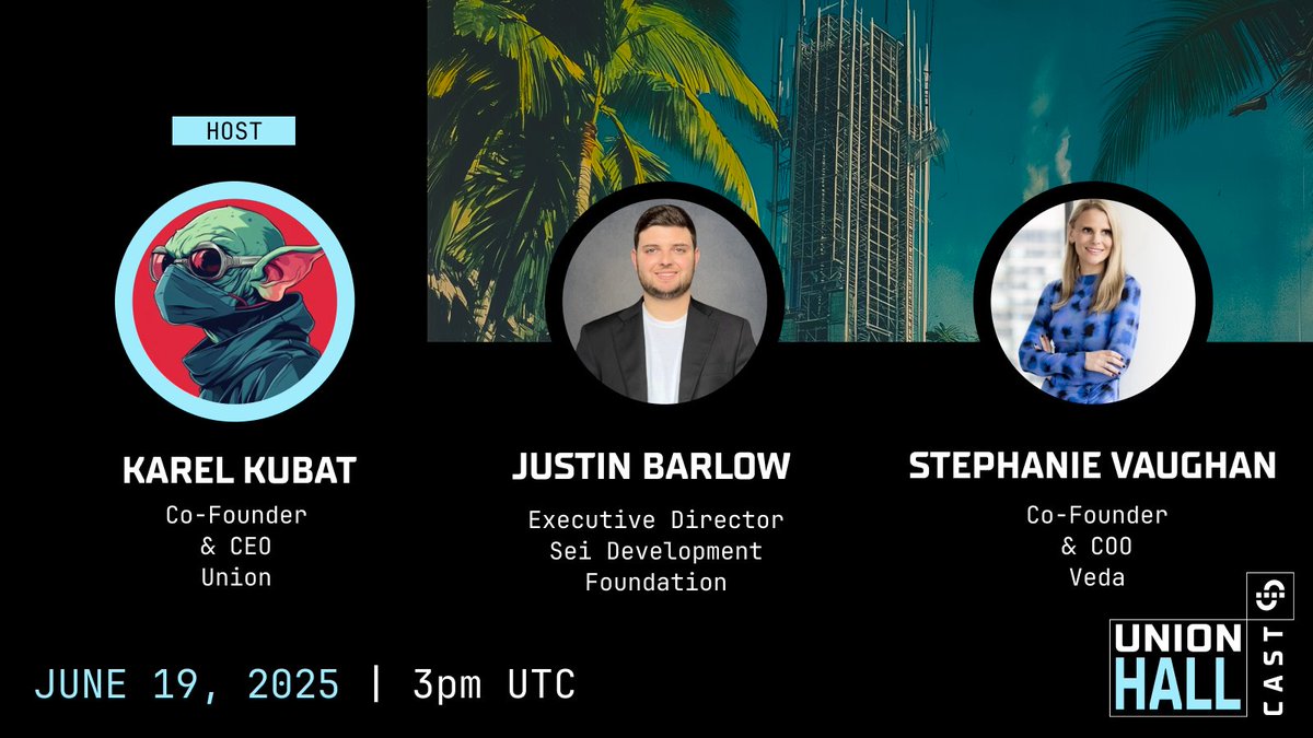 union_build's tweet image. Union Hall Cast is back this Thursday, hosted by @0xkaiserkarel. This one's going to be a goodie.
Guests:
@GoodStephV | @veda_labs
@JustinBarlow | @Sei_FND
Subscribe ↓
youtube.com/watch?v=5SwMCc…