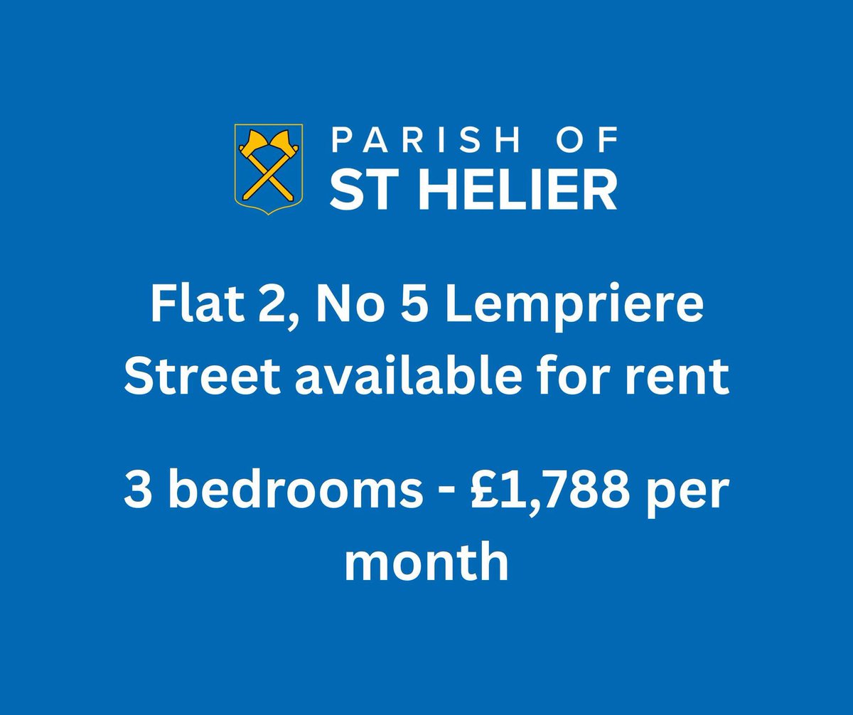 Flat 2, 5 Lempriere Street is still available for rental.

Lease term: 3 years

Residential status required: Entitled

Rental: £1,788 per month.

Available immediately.

For more information and to register your interest please head to sthelier.je/rental-propert…