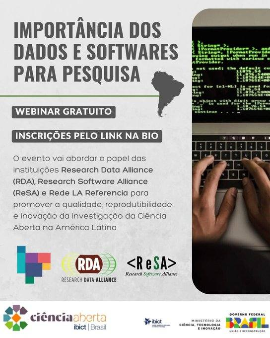 BibliotecaCQ's tweet image. #Importância dos dados e dos #softwares para a #pesquisacientífica será tema de #webinar no dia 26 de junho, a partir de 11h (horário de Brasília). 
O encontro é gratuito e será ministrado em espanhol.
🔗Inscreva-se pelo link: redclara.zoom.us/meeting/regist…
@FCFUSP @iq_usp #pesquisa