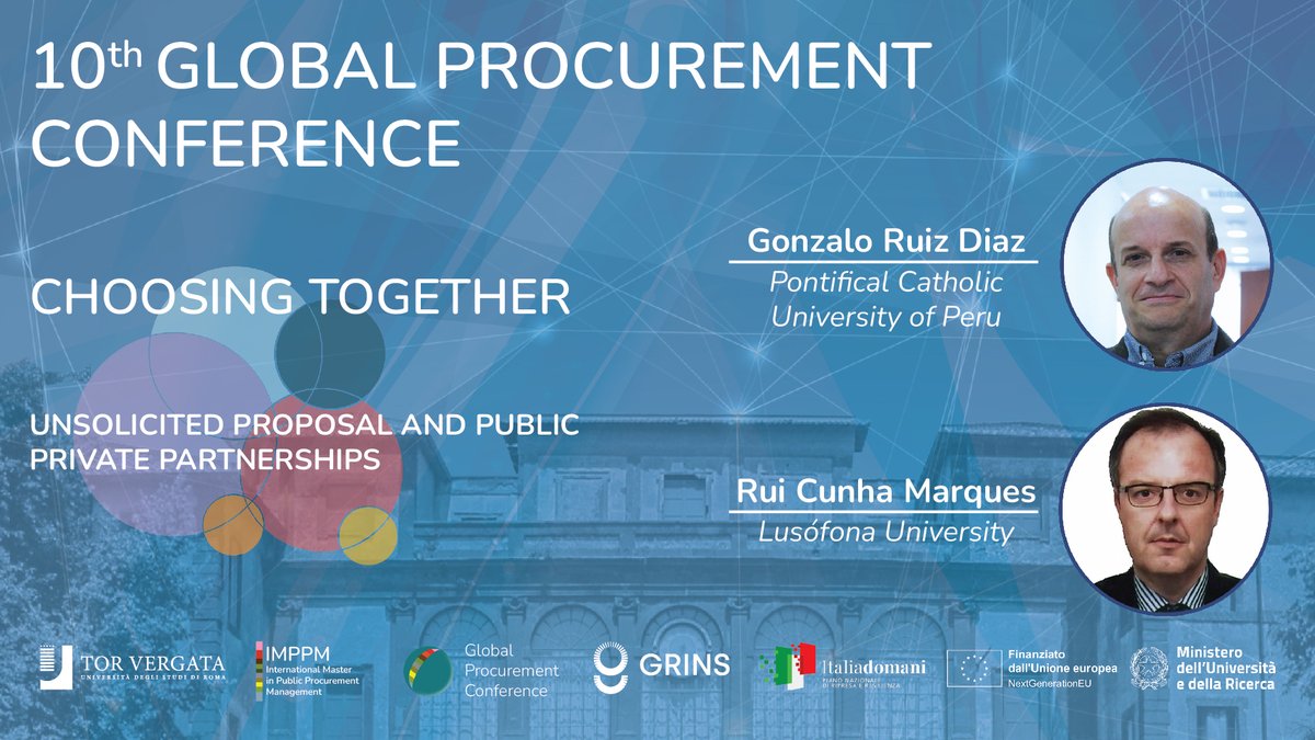 IntMasterProcurement (@masterippm) on Twitter photo At #GPC2025, Rui Cunha Marques & Gonzalo Ruiz Diaz showed how unsolicited proposals can drive innovation in PPPsโif backed by transparency & clear rules.
๐ globalprocurement.org/2025
<a href="/GustavoPiga/">Gustavo Piga</a> <a href="/AnnalisaCaste/">Annalisa Castelli</a> At #GPC2025, Rui Cunha Marques & Gonzalo Ruiz Diaz showed how unsolicited proposals can drive innovation in PPPsโif backed by transparency & clear rules.
๐ globalprocurement.org/2025
<a href="/GustavoPiga/">Gustavo Piga</a> <a href="/AnnalisaCaste/">Annalisa Castelli</a>