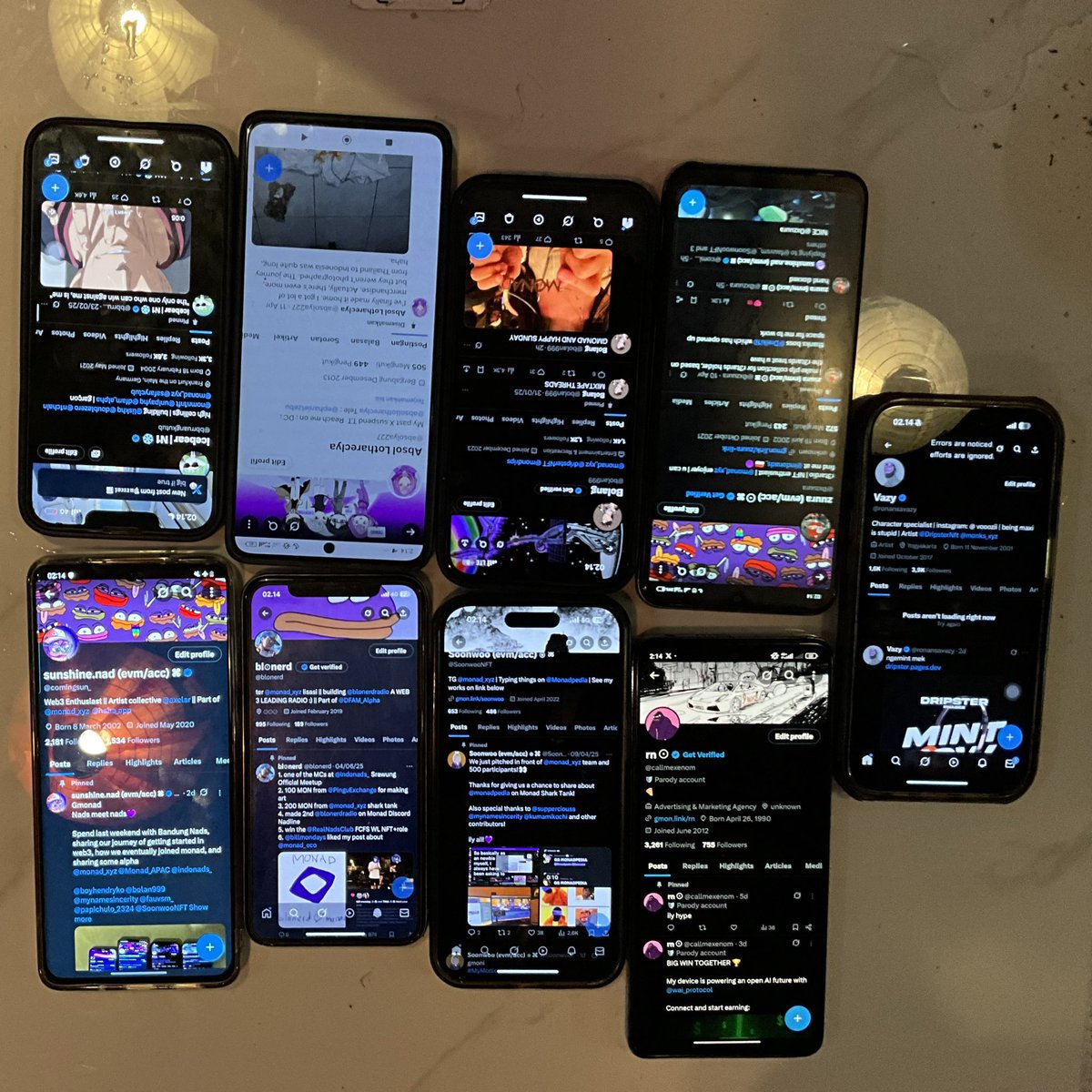 sunshine.nad ⌘ (evm/acc) (@comingsun_) on Twitter photo Nads meet nads💜
At <a href="/monad_xyz/">Monad ⨀</a> , we do more than just talk crypto. we connect, drop alphas, play chess, and inside jokes.
feelin’ proud!
<a href="/fauvsm_/">FAUVSM ⨀</a> <a href="/blonerd/">bl⊙nerd</a> <a href="/SoonwooNFT/">Soonwoo (evm/acc) ⦿ ⌘</a> <a href="/ronansavazy/">Vazy</a> <a href="/callmexenom/">rn ⨀</a> <a href="/absolya227/">Absol Lothareclya</a> <a href="/bbrruangkutub/">icebear | N1 ❄️</a> <a href="/0xzuura/">zuura (evm/acc) ⨀ ⌘</a> <a href="/bolan999/">Bolang</a> <a href="/mynamesincerity/">Sincerity ⨀</a> Nads meet nads💜
At <a href="/monad_xyz/">Monad ⨀</a> , we do more than just talk crypto. we connect, drop alphas, play chess, and inside jokes.
feelin’ proud!
<a href="/fauvsm_/">FAUVSM ⨀</a> <a href="/blonerd/">bl⊙nerd</a> <a href="/SoonwooNFT/">Soonwoo (evm/acc) ⦿ ⌘</a> <a href="/ronansavazy/">Vazy</a> <a href="/callmexenom/">rn ⨀</a> <a href="/absolya227/">Absol Lothareclya</a> <a href="/bbrruangkutub/">icebear | N1 ❄️</a> <a href="/0xzuura/">zuura (evm/acc) ⨀ ⌘</a> <a href="/bolan999/">Bolang</a> <a href="/mynamesincerity/">Sincerity ⨀</a>