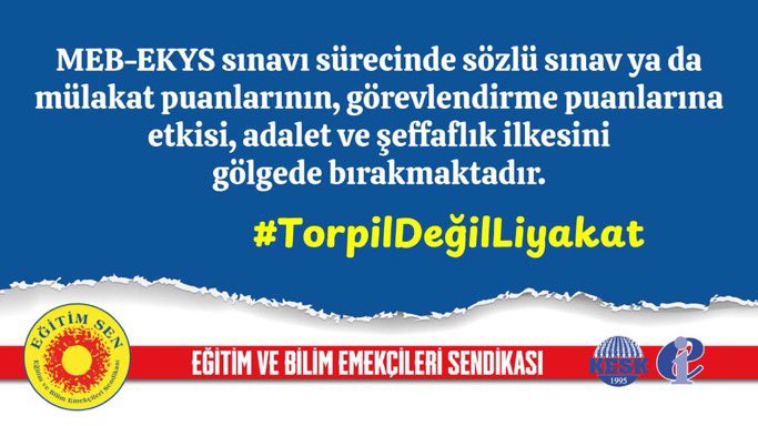 yardimsimge's tweet image. MEB-EKYS sınavı sürecinde sözlü sınav ya da mülakat puanlarının görevlendirme puanlarına etkisi, adalet ve şeffaflık ilkesine aykırıdır! 

#TorpilDeğilLiyakat