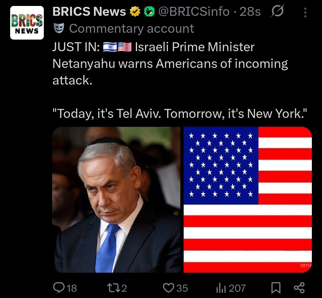 Is that a threat? Bibi is getting desperate. Fuck you and your NWO war. We don't want it.

An obvious nod to 9/11