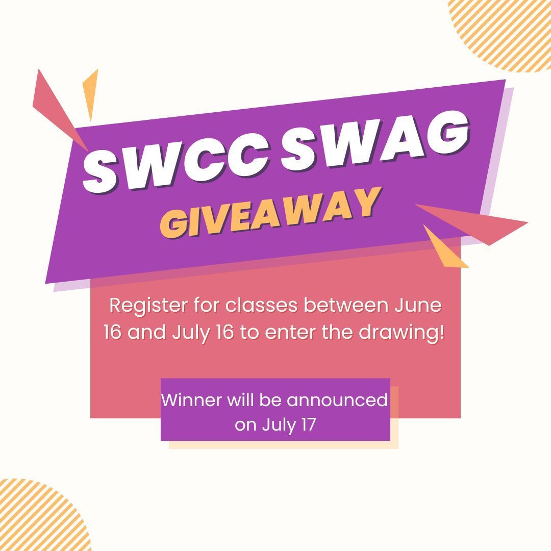 ✨ GIVEAWAY ✨

Register for classes before July 17th to enter our next drawing for a FREE SWCC Swag basket!