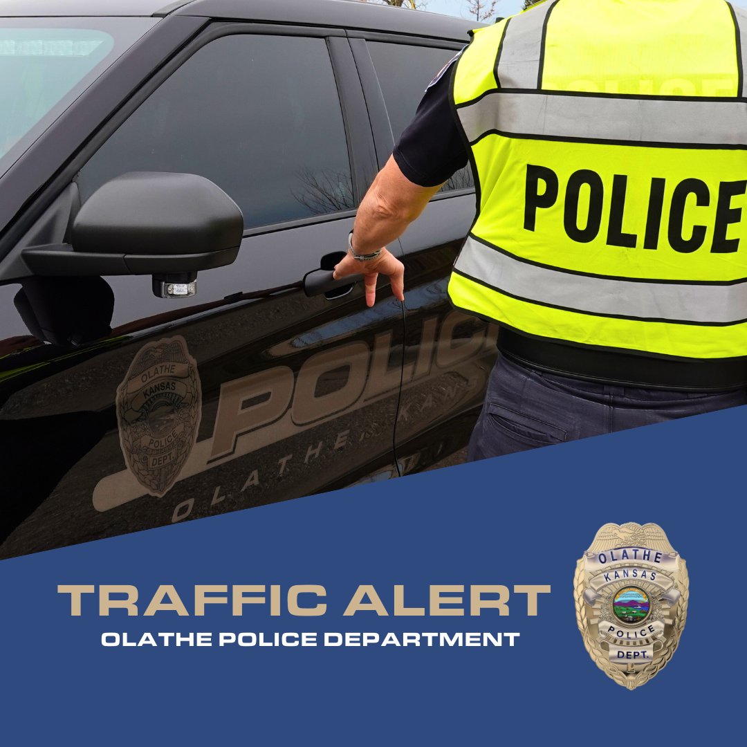 Olathe Police (@olathepolice) on Twitter photo Traffic Alert: Due to a crash in the intersection of Santa Fe and Mur-Len, traffic is being diverted with lane closures. Please find an alternate route. <a href="/CityofOlatheKS/">City of Olathe, Kansas</a> <a href="/OlatheFire/">Olathe Fire Dept.</a> Traffic Alert: Due to a crash in the intersection of Santa Fe and Mur-Len, traffic is being diverted with lane closures. Please find an alternate route. <a href="/CityofOlatheKS/">City of Olathe, Kansas</a> <a href="/OlatheFire/">Olathe Fire Dept.</a>