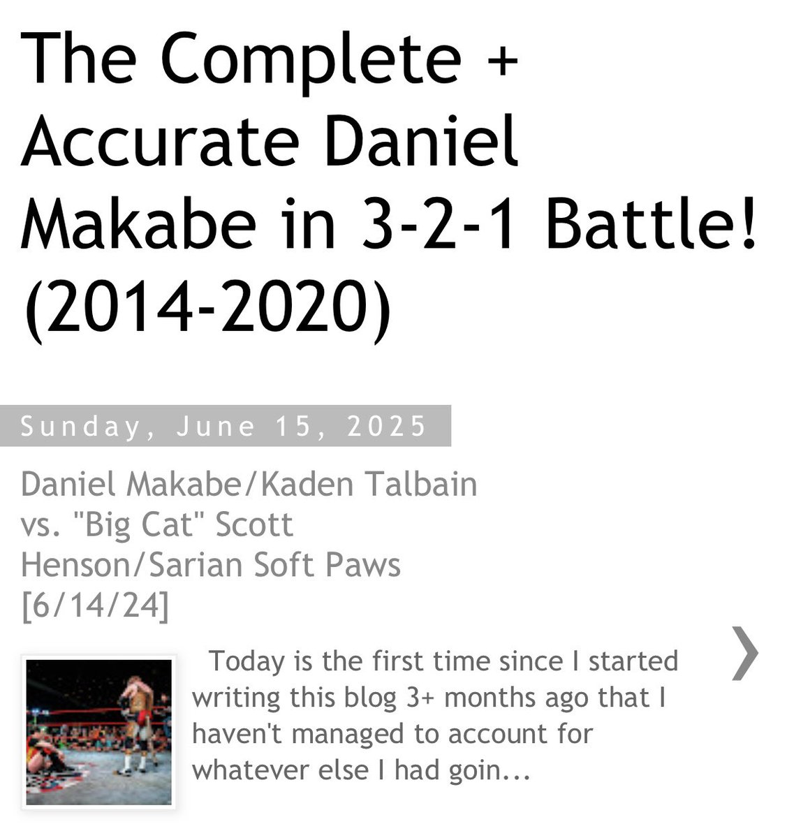 No new blog about a classic 3-2-1 Battle match today. Instead I wrote a few words about how I was feeling yesterday, after watching our final tag match from this time, last year. 🖤🧡🖤🧡

danielgoestocollege.blogspot.com/2025/06/daniel…
