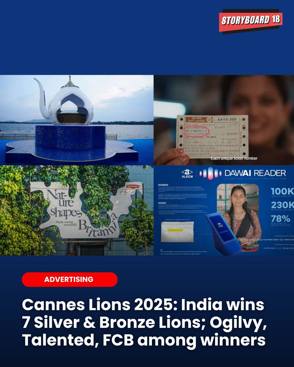 Storyboard18 (@brandstoryboard) on Twitter photo India clinched seven Lions at the 2025 Cannes Lions Festival. Ogilvy’s Chai Bansuri, FCB India’s Lucky Yatra and Talented’s Nature Shapes Britannia among winners.
<a href="/PGAditiya/">PG</a> - <a href="/TalentedAgency/">Talented</a> | <a href="/Ogilvy/">Ogilvy</a> | <a href="/BritanniaIndLtd/">Britannia Industries Limited</a>
By <a href="/Kashmeerawrites/">Kashmeera Murthy (She/Her)</a>
storyboard18.com/advertising/ca… India clinched seven Lions at the 2025 Cannes Lions Festival. Ogilvy’s Chai Bansuri, FCB India’s Lucky Yatra and Talented’s Nature Shapes Britannia among winners.
<a href="/PGAditiya/">PG</a> - <a href="/TalentedAgency/">Talented</a> | <a href="/Ogilvy/">Ogilvy</a> | <a href="/BritanniaIndLtd/">Britannia Industries Limited</a>
By <a href="/Kashmeerawrites/">Kashmeera Murthy (She/Her)</a>
storyboard18.com/advertising/ca…