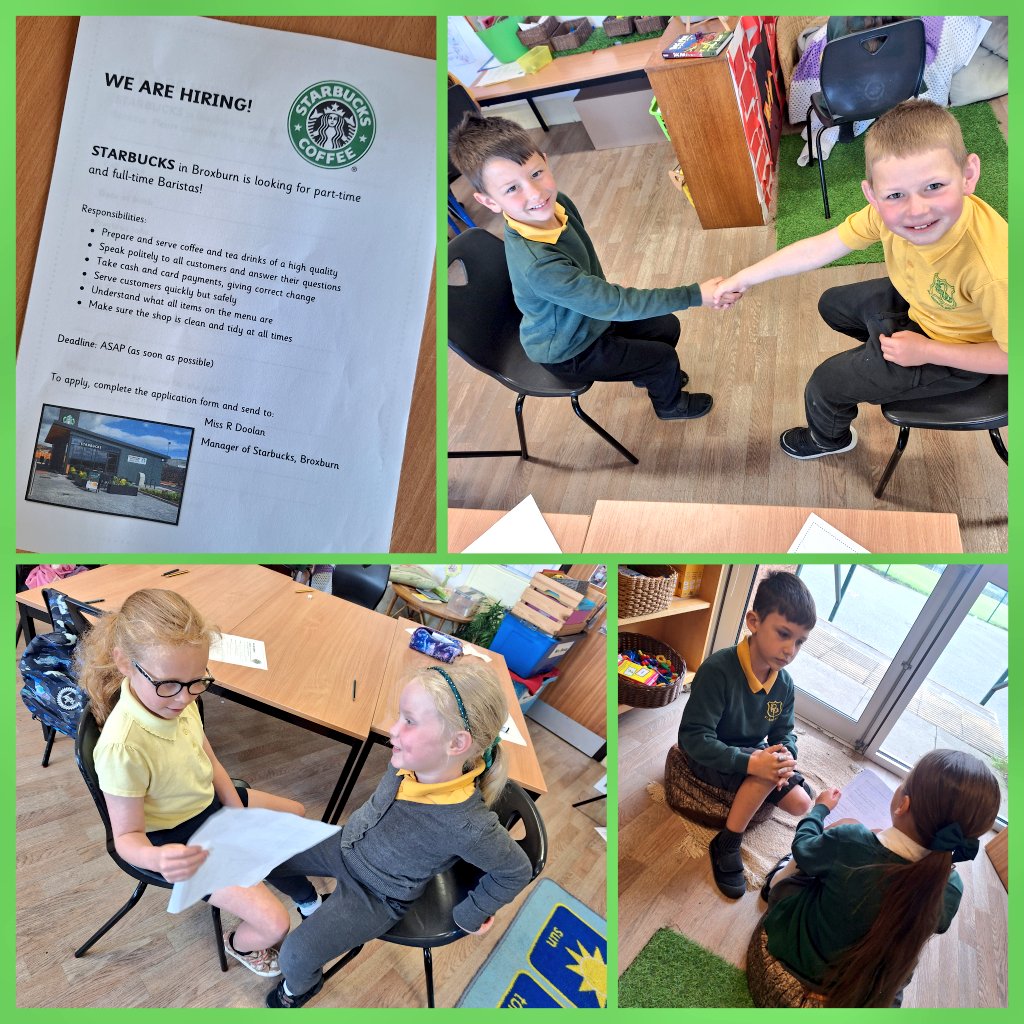wlstnicholasps1's tweet photo. P3/2 recreated Starbucks today!☕️ We read the job advert, discussed what skills we need to be a barista, applied for the job and interviewed each other. We then got to work creating our own playdoh to make some baked goods as well the drinks. #metaskillsstnics @StarbucksUK https://t.co/JQ8l4idiEg