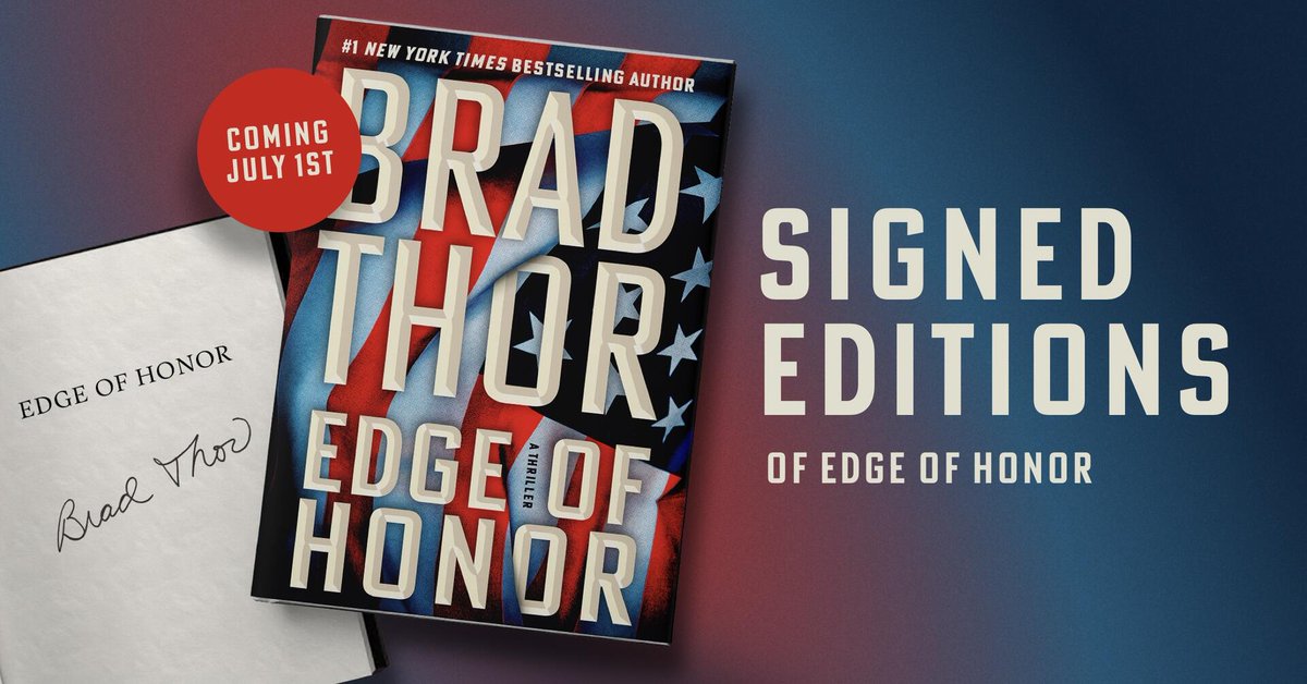 BradThor's tweet image. ✍️ Get your hands on a signed EDGE OF HONOR! Limited run, and they’re going fast. Scot Harvath faces an unseen enemy in a race-against-the-clock like never before!

🎯 Grab your signed copy before they’re gone! 👉 bradthor.com/book/edge-of-h…

#EdgeOfHonor #BradThor #ScotHarvath