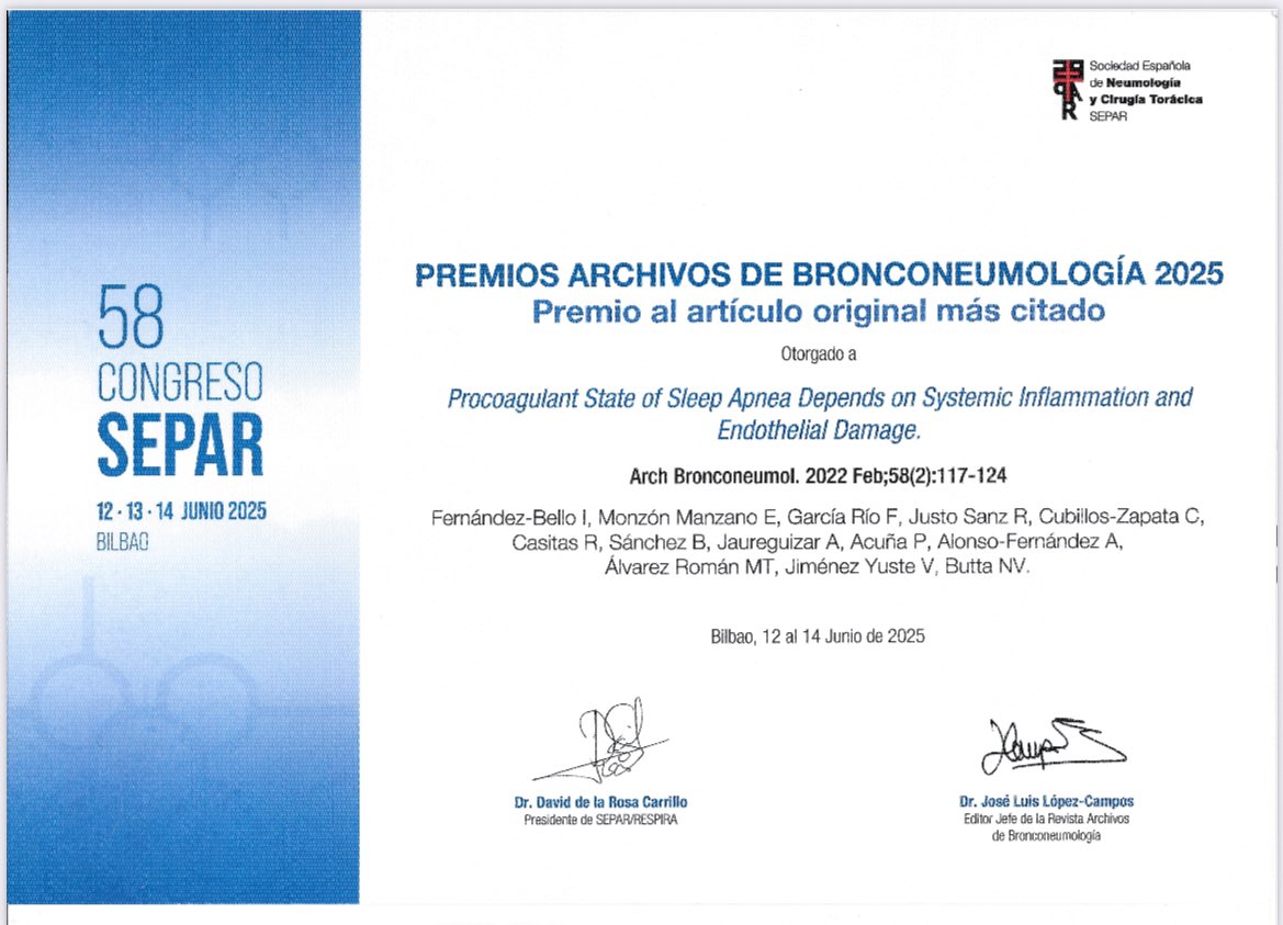 📌 Nuestro grupo ha recibido dos premios en el congreso de la SEPAR: 
🎉🥳🤩
#separbilbao2025