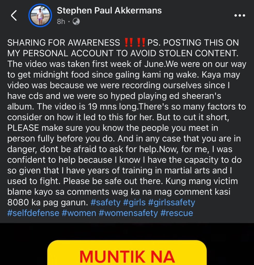 Para sa nagsasabing scripted dahil lang may camera sa harap at ba’t pa raw nilabas. Mga ate may mga tao talagang matatatapang at nasa panahon tayo na halos bawat galaw natin nirerecord na natin. Eto yung nagpost at salute sa circle nila!!!!❤️