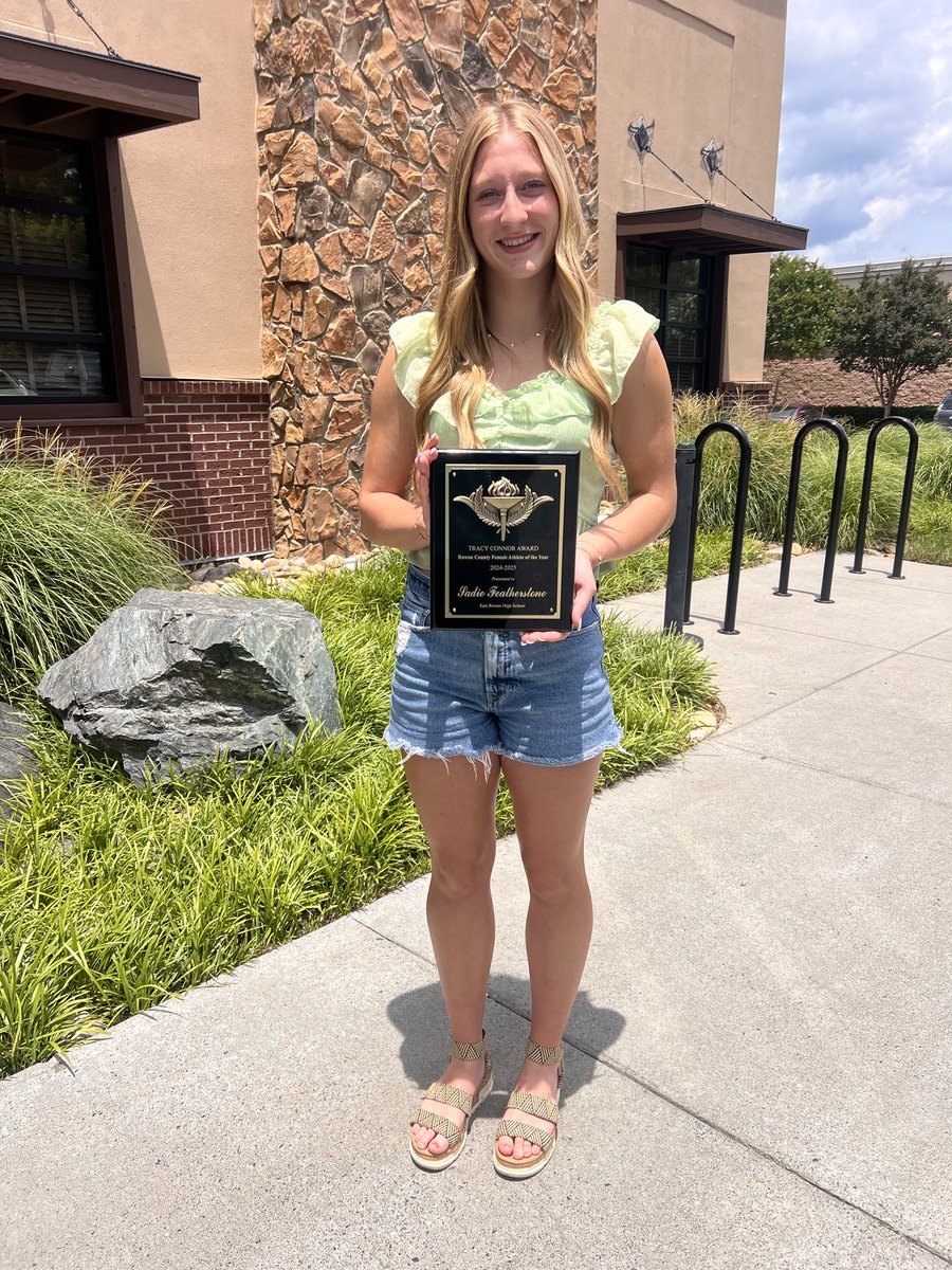 East Rowan grad Sadie Featherstone accepts Tracy Connor Rowan County Female Athlete of the Year Award. 300 hurdles state champ. NC State recruit.