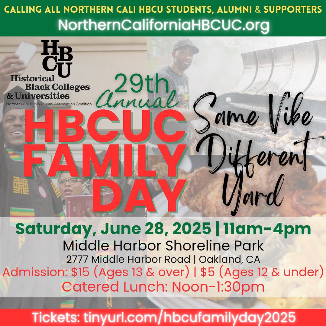 sf_alphas's tweet image. Saturday, June 28th is the 29th Annual HBCUC Family Day hosted by HBCU Norcal in Oakland, CA! Pull up in The Town and network amongst greatness! 🤙🏾❄️🤙🏾 #AlphaPhiAlpha #HBCU #APhiA #D9 #NPHC #California #WestCoastAlphas #NorCal #NorCalAlphas #NorthernCalifornia #TheCity #TheTown