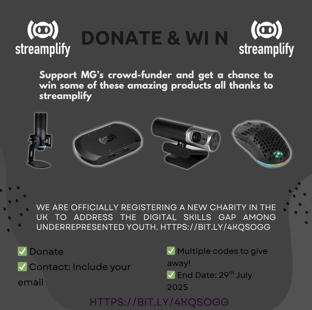 Melanin Gamers (@melaningamers) on Twitter photo 🎮 Donate and Win 🏆
Support MG’s crowd-funder and get a chance to win one of these amazing from <a href="/streamplify/">Streamplify</a>
-
A huge thanks to Streamplify for generously providing us with these amazing products 🙌🏾
-
Link for donations:
bit.ly/4kQSogg 🎮 Donate and Win 🏆
Support MG’s crowd-funder and get a chance to win one of these amazing from <a href="/streamplify/">Streamplify</a>
-
A huge thanks to Streamplify for generously providing us with these amazing products 🙌🏾
-
Link for donations:
bit.ly/4kQSogg