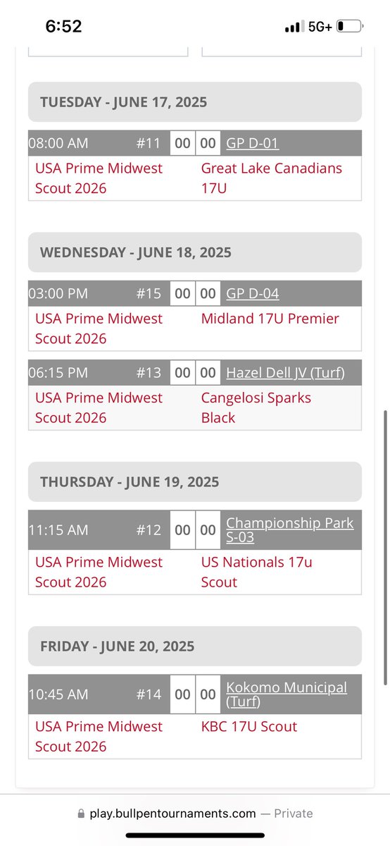 Ryan Wilusz (@ryanwilusz2026) on Twitter photo I will be playing at the MPL tournament at Grand Park this week. This is my schedule and I am catching the 3 pm game on Wednesday.
<a href="/griffingreen8/">Griff Green</a>
<a href="/tonygrazioli15/">tonygrazioli15</a>
<a href="/Coach_ZT/">Zeth Tanner</a>
<a href="/USAPrimeMidwest/">USA Prime Midwest '27</a>
<a href="/USAPrimeREC/">USA Prime MI - Recruiting</a>
<a href="/FunFettii/">Greg Fettes</a> I will be playing at the MPL tournament at Grand Park this week. This is my schedule and I am catching the 3 pm game on Wednesday.
<a href="/griffingreen8/">Griff Green</a>
<a href="/tonygrazioli15/">tonygrazioli15</a>
<a href="/Coach_ZT/">Zeth Tanner</a>
<a href="/USAPrimeMidwest/">USA Prime Midwest '27</a>
<a href="/USAPrimeREC/">USA Prime MI - Recruiting</a>
<a href="/FunFettii/">Greg Fettes</a>