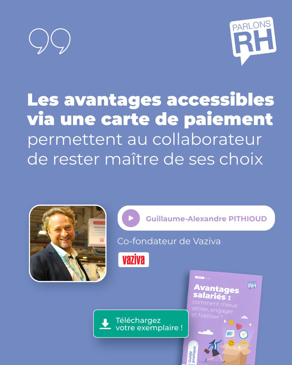 Parlons RH (@parlonsrh) on Twitter photo 🤔 Et si offrir plus de liberté aux salariés renforçait leur engagement ?
La carte de paiement redonne la main aux collaborateurs sur leurs avantages.
📖 Guillaume-Alexandre Pithioud (<a href="/VazivaCard/">VazivaCard</a>) partage son éclairage dans notre #GuidePratique #RH ➡ swll.to/INyV4 🤔 Et si offrir plus de liberté aux salariés renforçait leur engagement ?
La carte de paiement redonne la main aux collaborateurs sur leurs avantages.
📖 Guillaume-Alexandre Pithioud (<a href="/VazivaCard/">VazivaCard</a>) partage son éclairage dans notre #GuidePratique #RH ➡ swll.to/INyV4