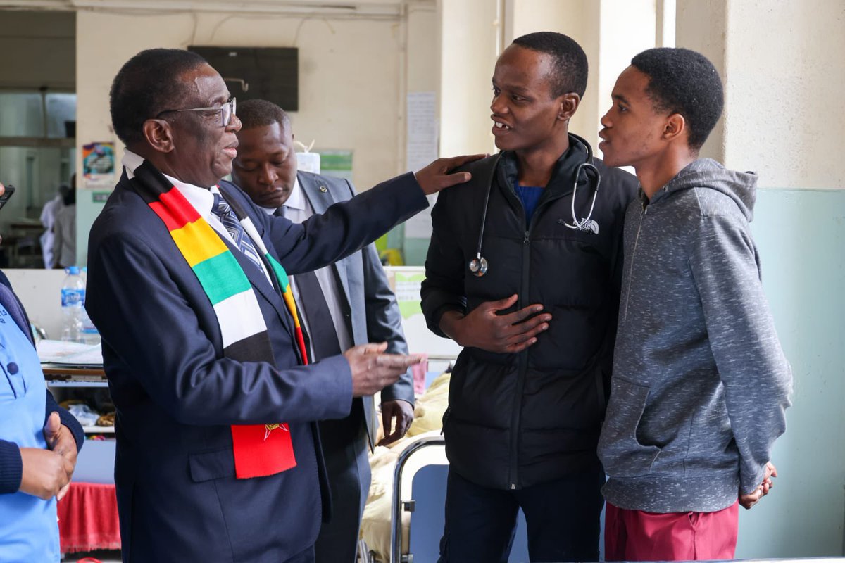 CMukungunugwa's tweet photo. President Mnangagwa Commits to Delivering World-Class Hospitals by 2030

In a bold step towards transforming Zimbabwe’s healthcare system, President @edmnangagwa made unannounced visits to Parirenyatwa Group of Hospitals, Sally Mugabe Hospital, and the NatPharm warehouse, assessing current conditions and reinforcing his government’s commitment to improved service delivery.

The tours follow the recent signing of a major agreement in Belarus aimed at upgrading Zimbabwe’s hospitals nationwide, marking a key milestone in the Second Republic’s vision for a modern, accessible, and world-class health sector by 2030.

#EDMnangagwa
#WorldClassHealthcare
#Vision2030
#HealthTransformationZW
#NyikaInovakwaNeVeneVayo 🏥🇿🇼