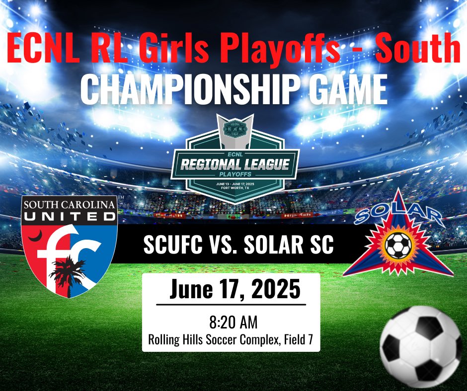Jessica Robbins (@jmcrobbins1) on Twitter photo We are SO proud of <a href="/RyRobb08/">Ryann Robbins</a> and her <a href="/SCUnited_FC/">SC United FC</a> teammates for making it to the ECNL-RL South Championship Playoff game tomorrow! ❤️💙🖤 @ECNLGirls
<a href="/MikeErtel10/">Michael Ertel</a> <a href="/TannerOsborne27/">Tanner Osborne</a> <a href="/PrepSoccer/">Prep Soccer ⚽️</a> <a href="/TopDrawerSoccer/">TopDrawerSoccer</a> <a href="/TheSoccerWire/">SoccerWire</a> <a href="/ImCollegeSoccer/">College Soccer Truth ™</a> <a href="/ImYouthSoccer/">ECNL/GA/Recruiting/College Soccer</a> <a href="/ECNLgirls/">ECNL Girls</a> We are SO proud of <a href="/RyRobb08/">Ryann Robbins</a> and her <a href="/SCUnited_FC/">SC United FC</a> teammates for making it to the ECNL-RL South Championship Playoff game tomorrow! ❤️💙🖤 @ECNLGirls
<a href="/MikeErtel10/">Michael Ertel</a> <a href="/TannerOsborne27/">Tanner Osborne</a> <a href="/PrepSoccer/">Prep Soccer ⚽️</a> <a href="/TopDrawerSoccer/">TopDrawerSoccer</a> <a href="/TheSoccerWire/">SoccerWire</a> <a href="/ImCollegeSoccer/">College Soccer Truth ™</a> <a href="/ImYouthSoccer/">ECNL/GA/Recruiting/College Soccer</a> <a href="/ECNLgirls/">ECNL Girls</a>