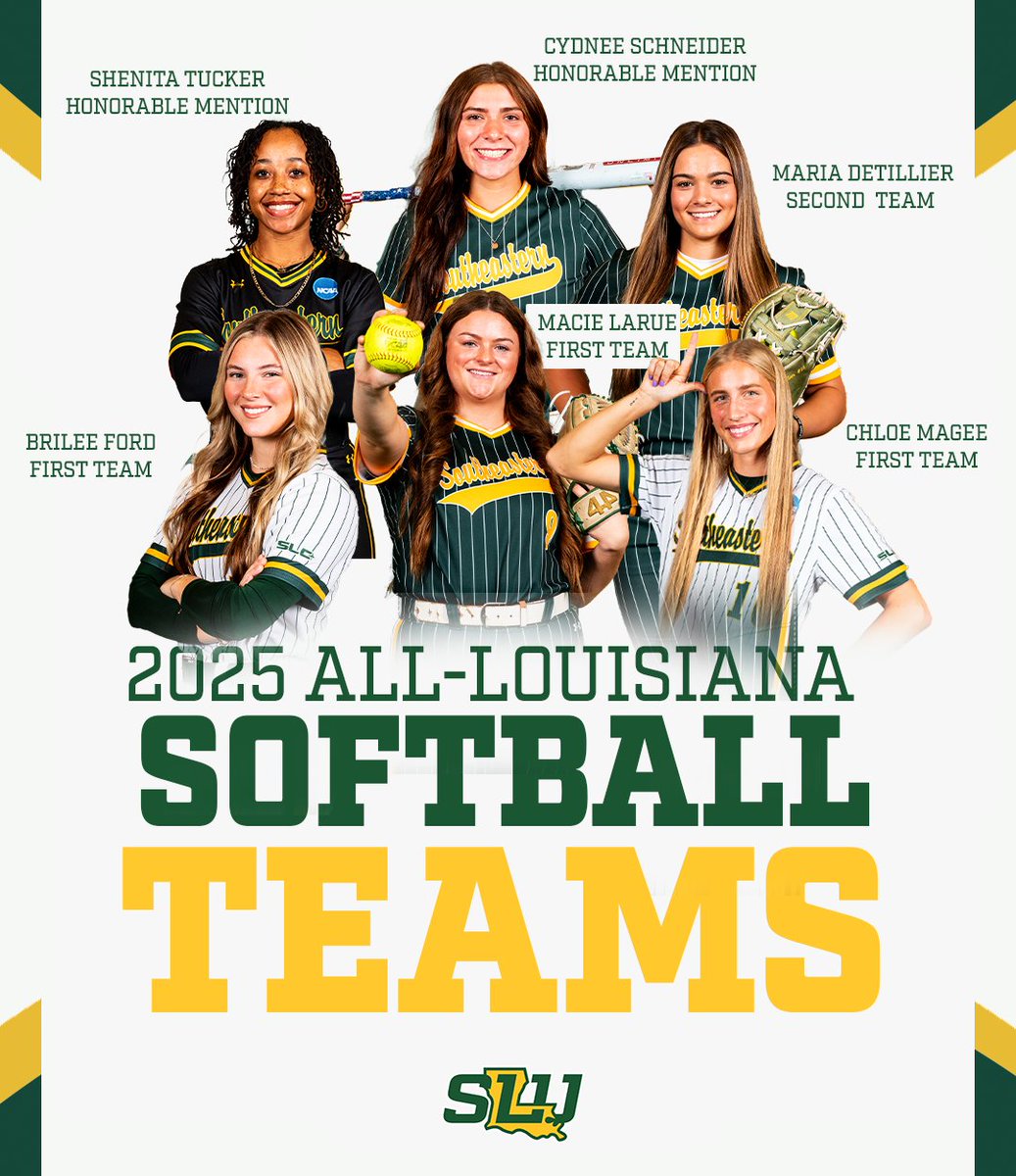 LionUpSoftball's tweet image. Congratulations to Macie LaRue, Brilee Ford, Chloe Magee, Maria Detillier, Shenita Tucker and Cydnee Schneider for representing @LionUpSoftball on the 2025 All-Louisiana Softball Teams!
#LionUp