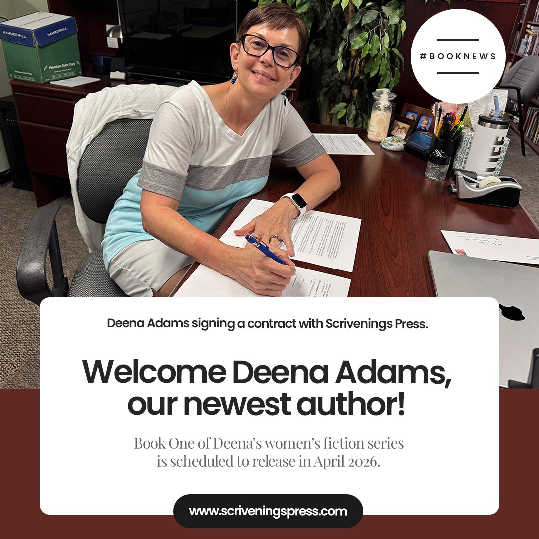 ScriveningsLLC's tweet photo. We are thrilled to welcome Deena Adams to the Scrivenings Press family! Her women's fiction novel, Stronger than the Storm, book one of a 3-book series, is scheduled to release in April 2026.
#newauthor #booknews #publishingcontract https://t.co/G3oDa1cOcj
