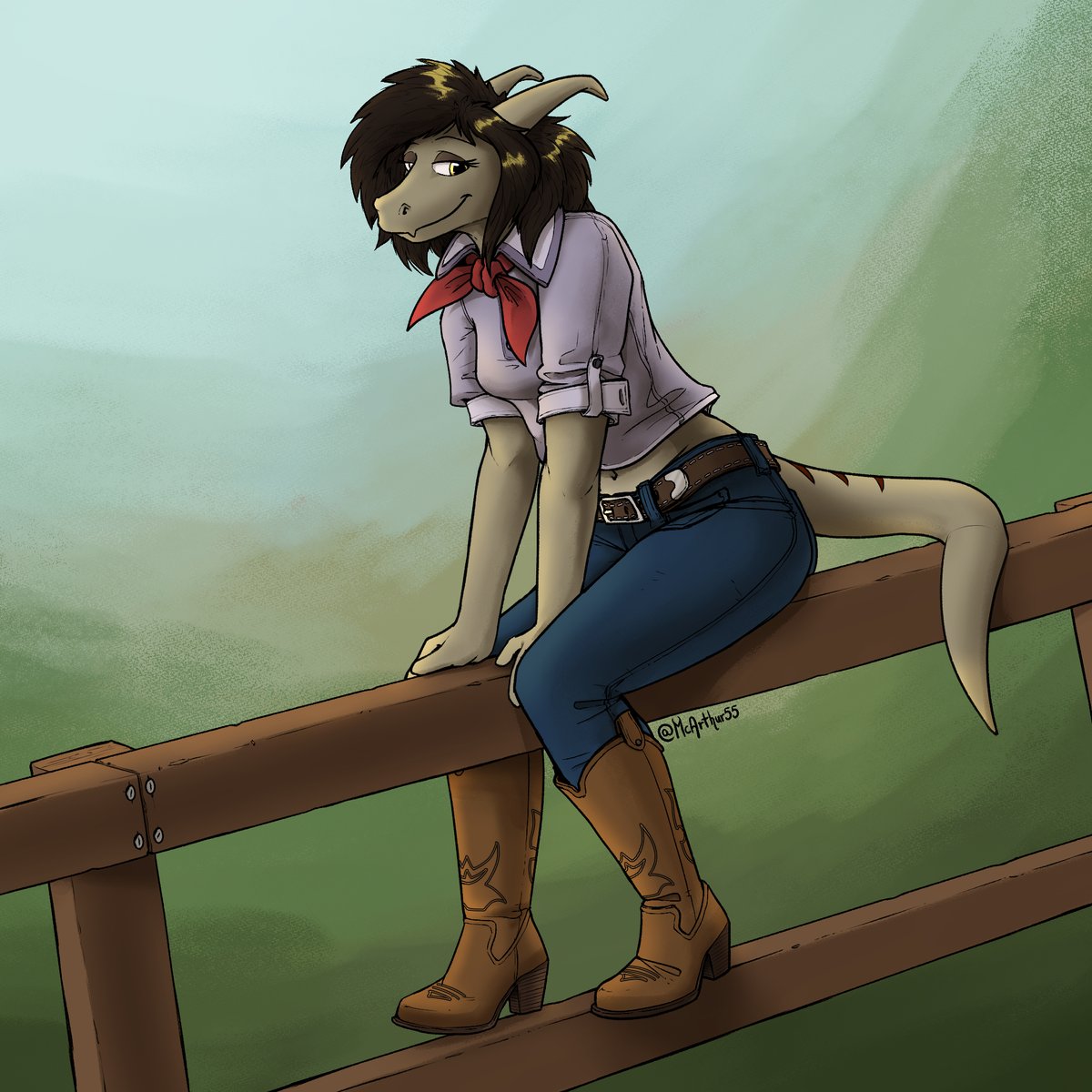 A redraw of an old recurring character I drew starting 2017. Damn, looking back I drew lots of dragon / lizard anthros huh.
What didn't change is the cowgirl vibes🤠