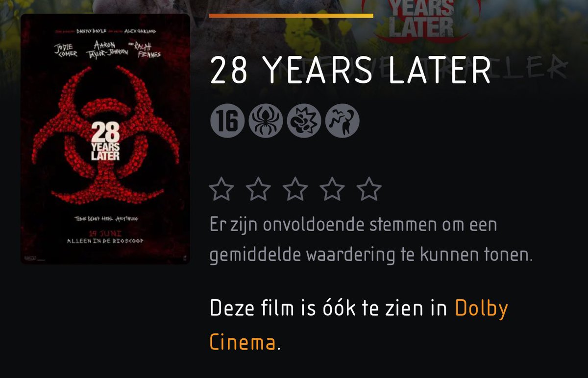 maickel1979's tweet image. Maandag gaan we ! #28yearslater 
#Vue #Dolby #Horror #zinin