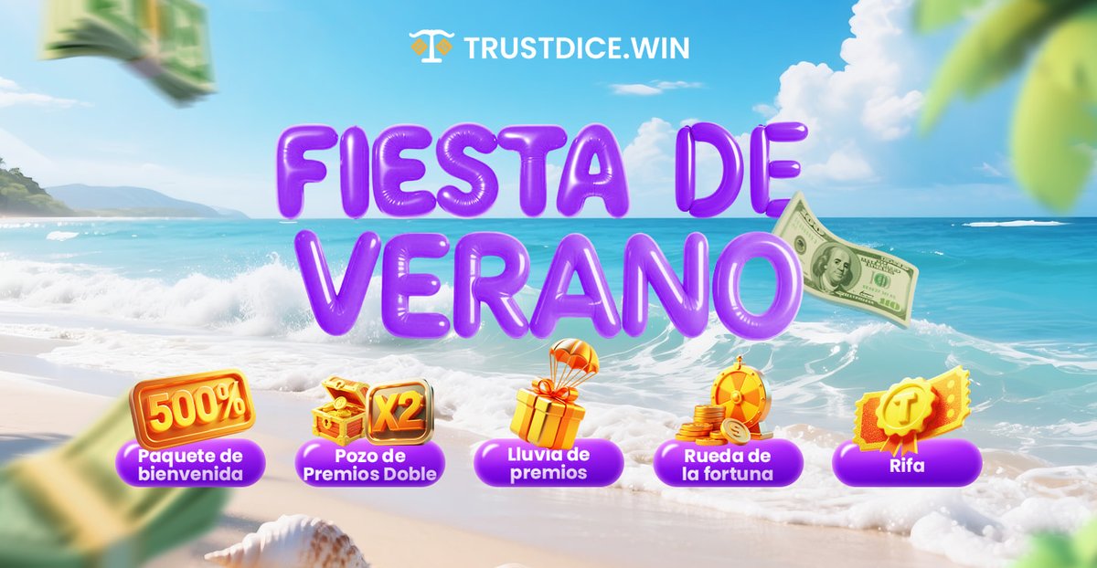 TrustDiceEs's tweet photo. ☀️ TrustDice se fue de vacaciones… pero los premios no! 🌴

Arrancó la Fiesta de Verano y traemos calor, caos y $100 para uno de ustedes 😏🍹

Solo tienes que:
👣 Seguirnos
💃 Darle like + RT
🌊 Comentar con #TrustDiceSplash

Y listo, ya estás en la jugada 💸

📜 Términos y condiciones aplican