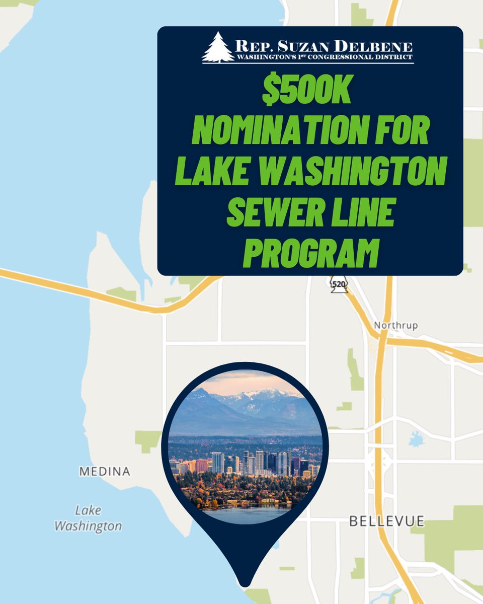 I’m pushing for $500,000 to help replace 15 miles of old sewer pipes along Lake Washington in Bellevue. This investment would improve water quality &amp; reliability for years to come.