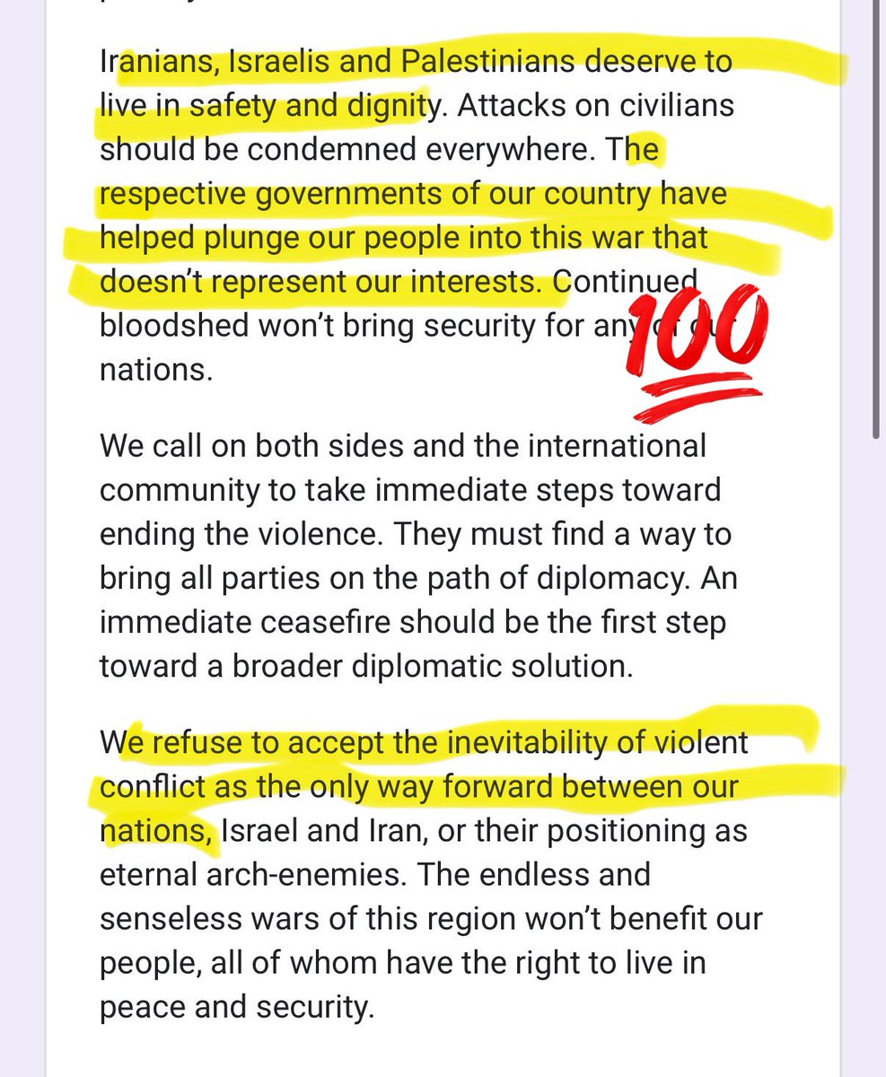KaminskiMed's tweet photo. I just signed this call by Iranians and Israelis calling on the international community to enact an immediate ceasefire and initiate steps for broader diplomatic solution.
You should too if you are Iranian or Israeli.
#EndTheWar
#NotEnemies
https://t.co/ufQzedutPZ https://t.co/KNAID5IkO4