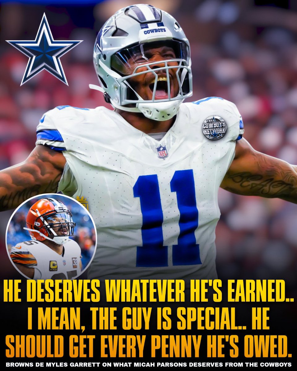 Browns DE Myles Garrett on what Micah Parsons deserves from the #Cowboys: I think he deserves whatever he's earned.. I mean, the guy is special. Once I got the chance to train with him, I've seen his work ethic.. He's 100% committed to his craft and getting better every day, and