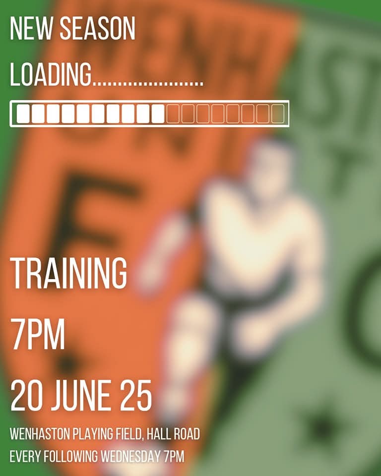 Early start for Wenhaston Utd. 
Fancy a change of scenery, come and give us a look this Friday. 

##ArnTheGreens 💚 🖤