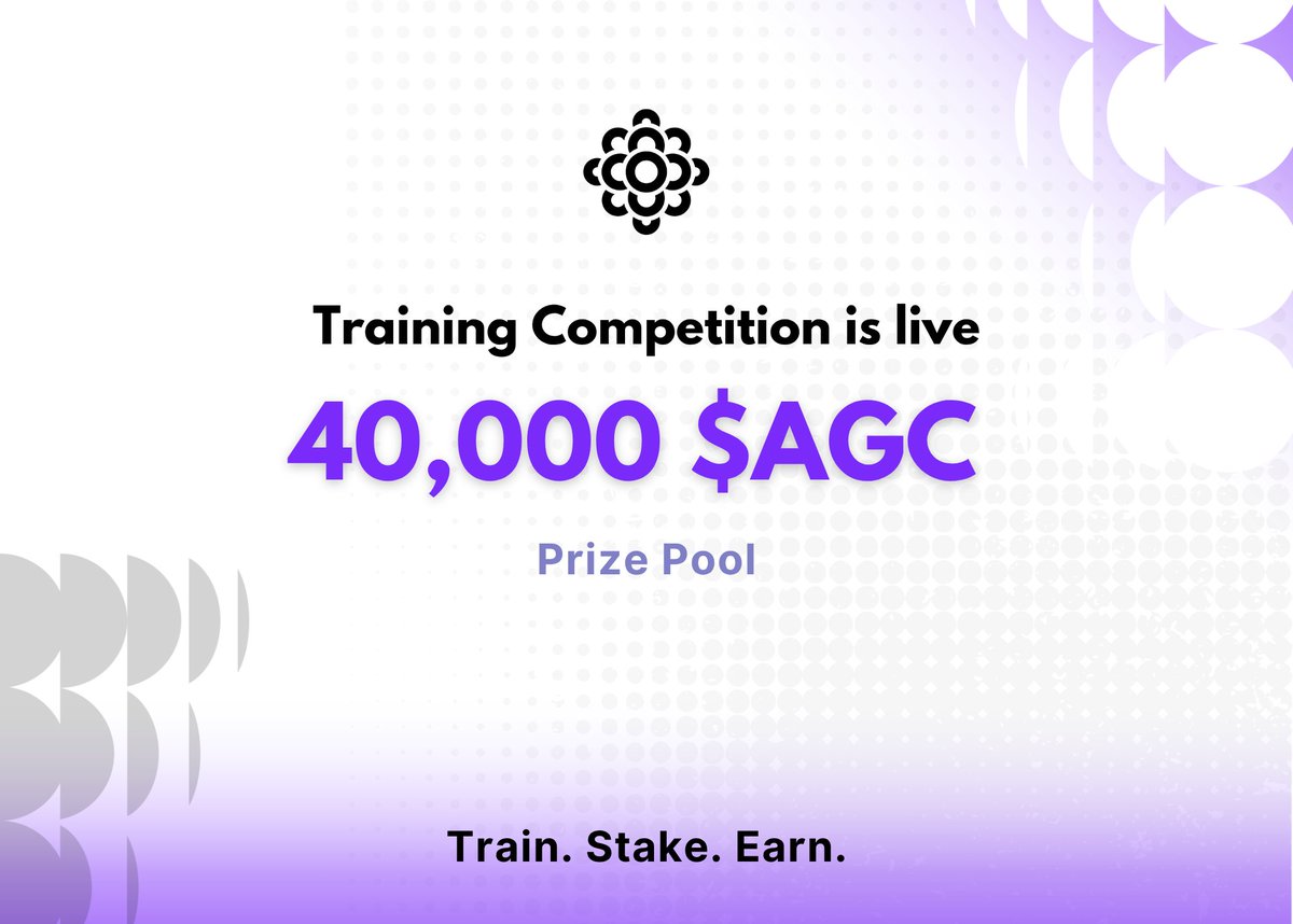 The 3rd Decentralized Training Competition is LIVE.

- 5 day window
- 40,000 $AGC prize pool
- Rewards scale with model impact + $AGC holding

Important links to get started👇

1. Overview: devolved-ai.gitbook.io/decentralized-…
2. How to Participate: gitlab.com/devolvedJay/de…
3. Video Guide:
