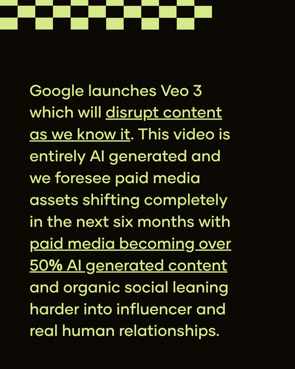 quimbydigital's tweet photo. Google's Veo 3 is a new AI video generation platform that can create realistic 8-second videos from text or image prompts.

How do you think this is going to affect the social media landscape?

#quimbydigital #expertadvice #google #ai #googleveo3 #contentstrategy #socialmediatips https://t.co/s1wVAJSYd6