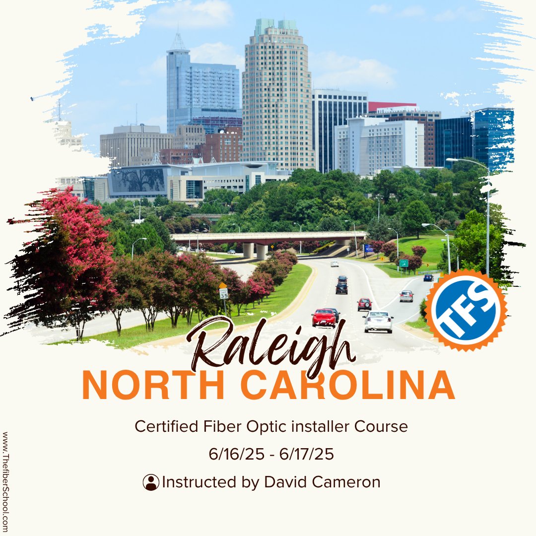The Fiber School is in Raleigh, North Carolina this week. We are conducting our hands on Certified Fiber Optic Installer courses led by #ETA certified Instructor, David Cameron