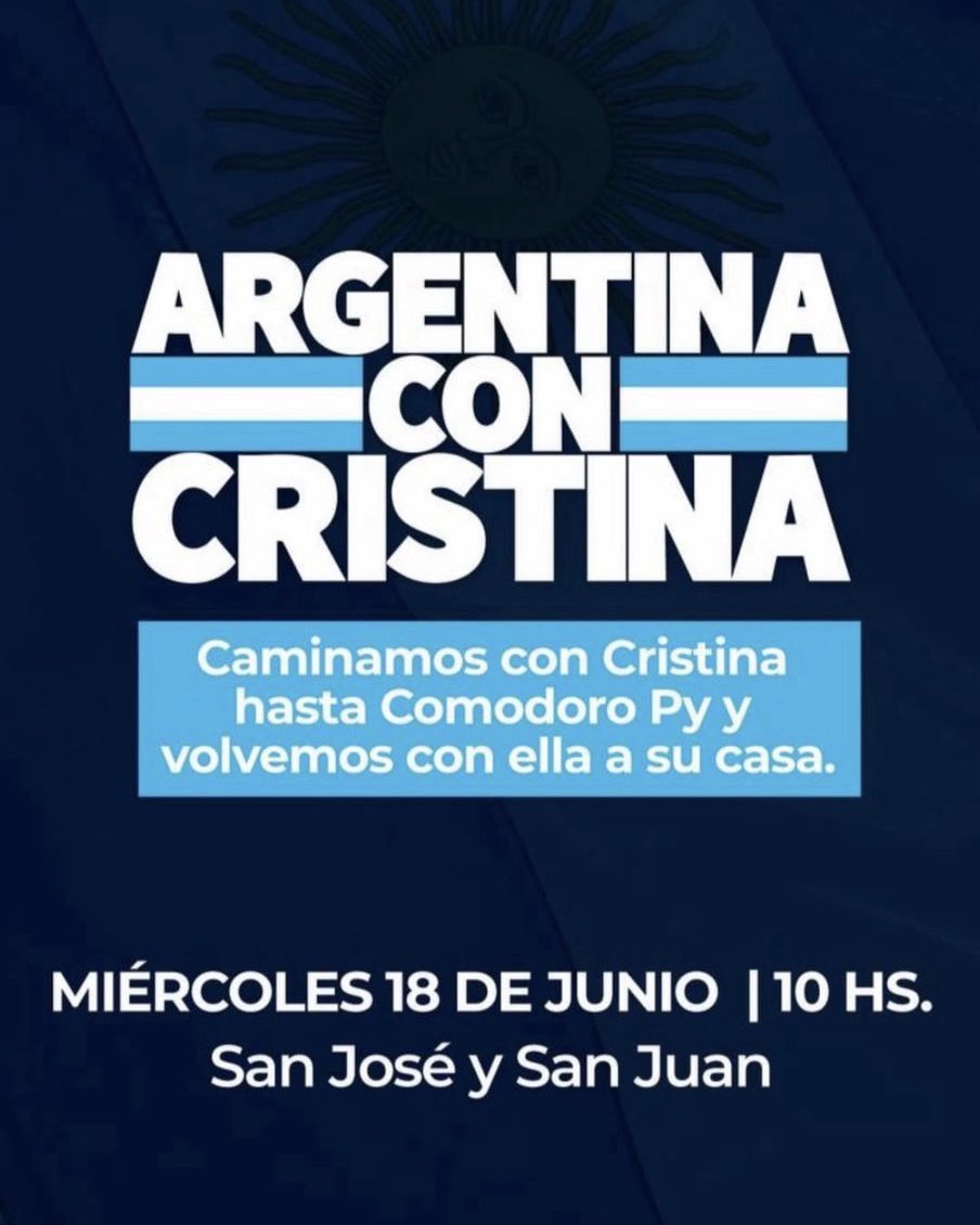 Este miercoles, todas y todos caminamos con <a href="/CFKArgentina/">Cristina Kirchner</a> ✌️🇦🇷

👇🏻