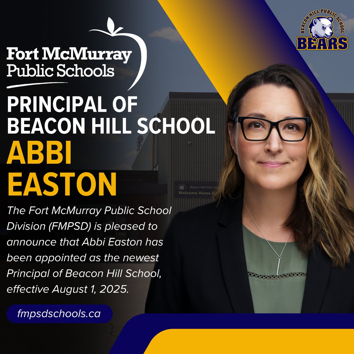 FMPSD is pleased to announce Abbi Easton as the new Principal of <a href="/BeaconHillFMPSD/">Beacon Hill School</a>, effective August 1, 2025.

Read more: bit.ly/4e3sPpQ

<a href="/annaleeskinner/">Annalee Nutter</a> 
#FMPSD #YMM #RMWB