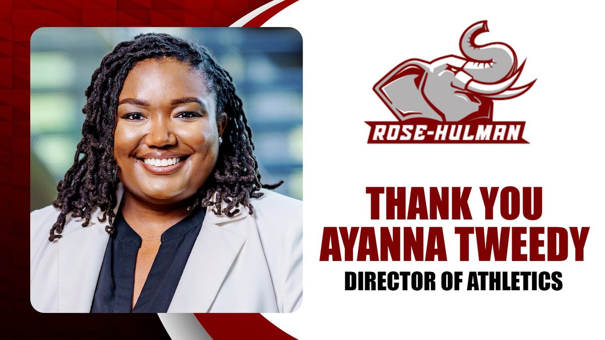 Ayanna Tweedy will be stepping down from her role as Director of Athletics at Rose-Hulman Institute of Technology. We are grateful for her commitment to the Rose-Hulman community and thank her for her efforts in enhancing the overall experience of our student-athletes. #GoRose